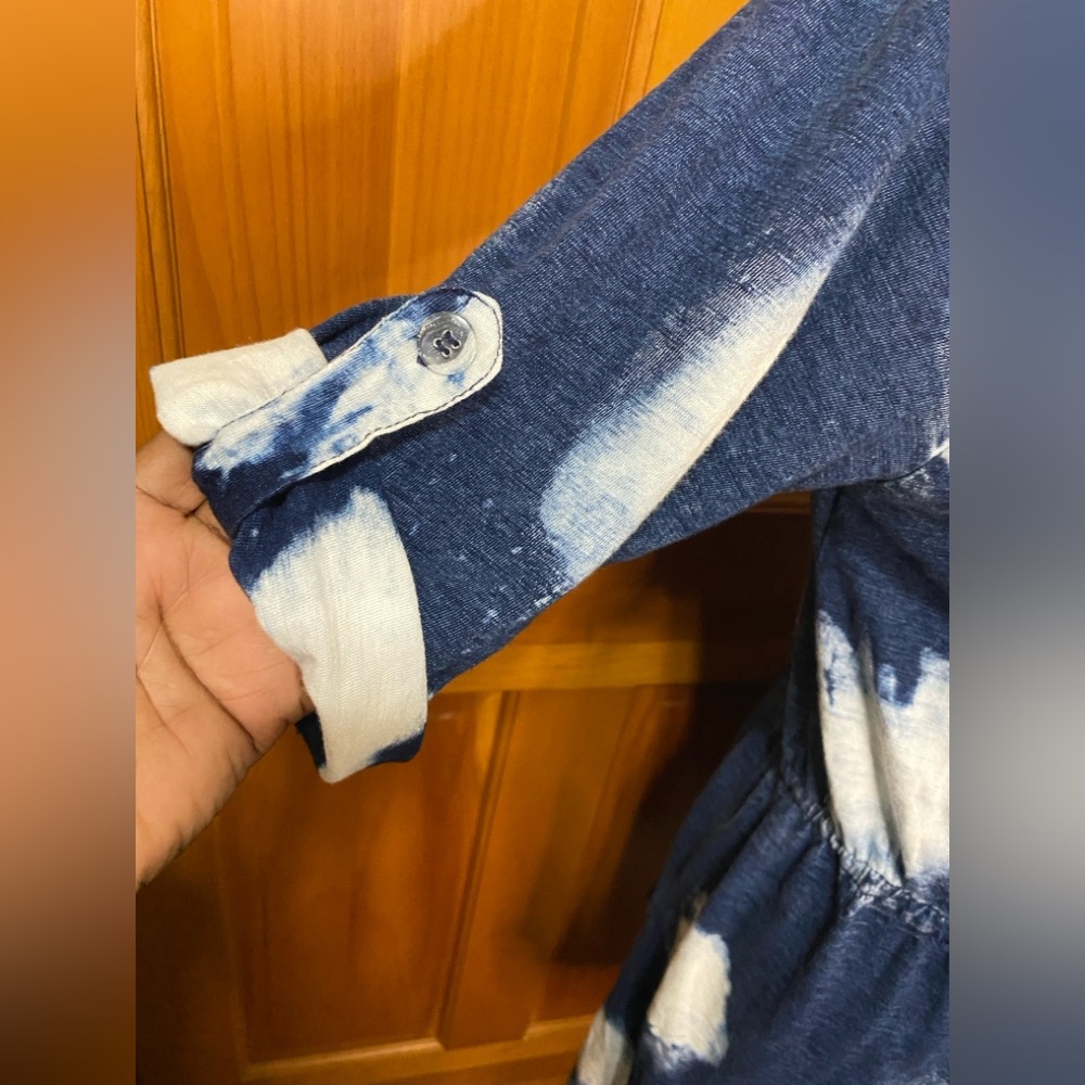 Plus Size Navy and White Tie-Dye Swim Cover-Up Dress - Picture 6 of 6